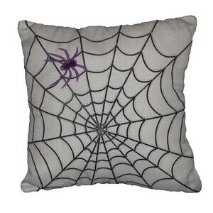 Spiderweb Decorative Throw Pillow 15" x 15" White & Black